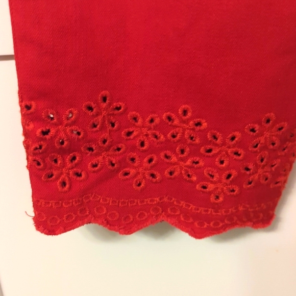 Talbots Red Denim Scalloped Ankle Pant Size 8P - Picture 7 of 11